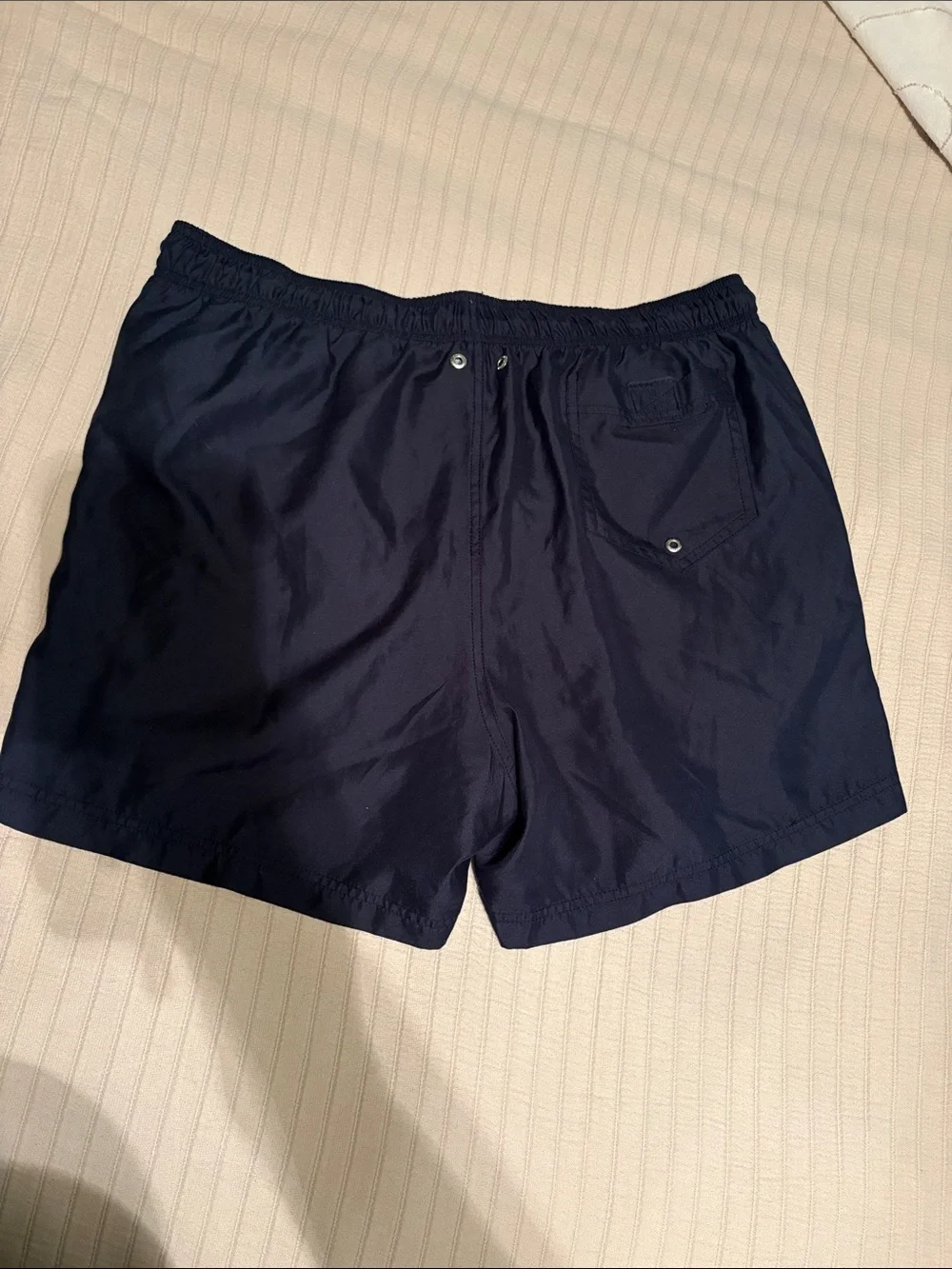 Lands' End Navy Quick-Dry Swim Trunks with Drawstring XL 6” inseam